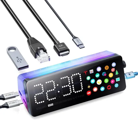 VOBOT Laptop Docking Station, 7-in-1 USB C Docking Station with Screen, Multiple Built-in Apps