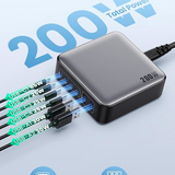 USB C Charger Block 200W,[2026 Upgraded] GaN III 6 Port Fast Charging Station Hub — photo 1