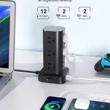 Power Strip Tower with Multiple Outlets, Flat Plug Surge Protector Tower Extension Cord with 12 AC Outlets 4 USB Ports (2 USB C), 6FT Cord P — photo 2
